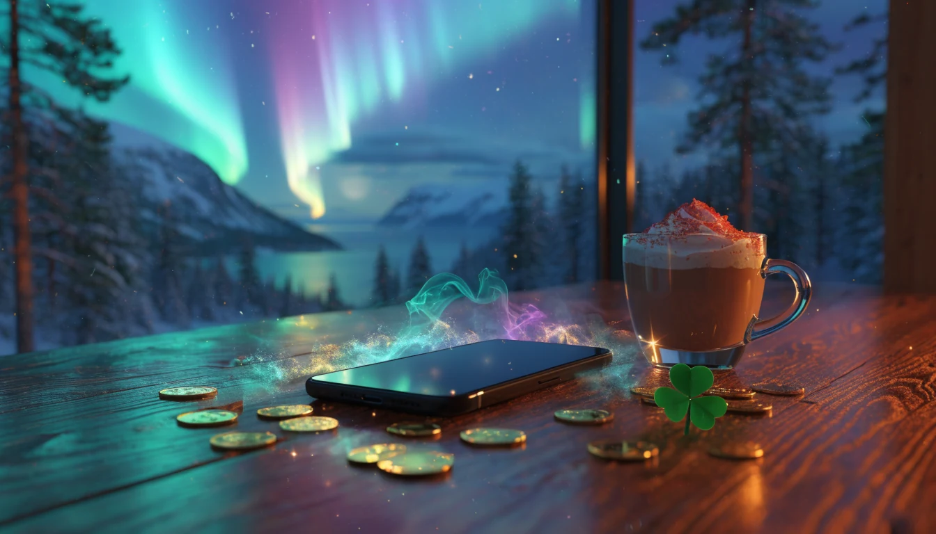 Smarttelefon, gullmynter og nordlys i en norsk hytte